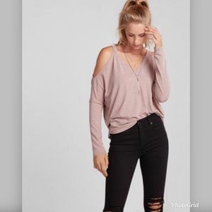 EXPRESS Burnout Cold Shoulder Tee Sz LG